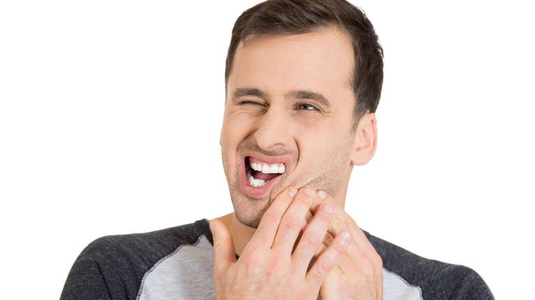 A man having a dental emergency
