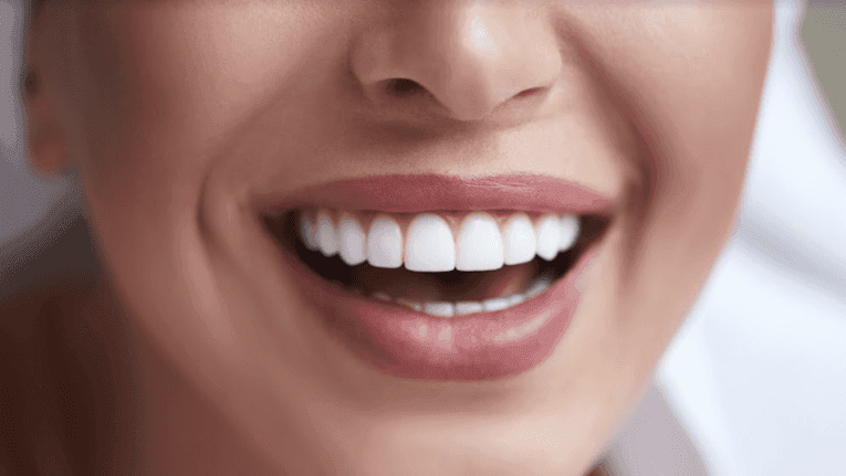woman smiling with ceramic veneers